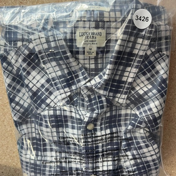 LUCKY BRAND Shirt Womens Medium Windowpane Plaid Flannel Casual Button Up Ladies - Picture 16 of 16